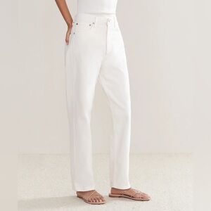 Agolde Premium 90's Pinch Waist High Rise Straight Leg Jeans Cream White Size 27